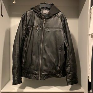Michael Kors Faux Leather Jacket with hood